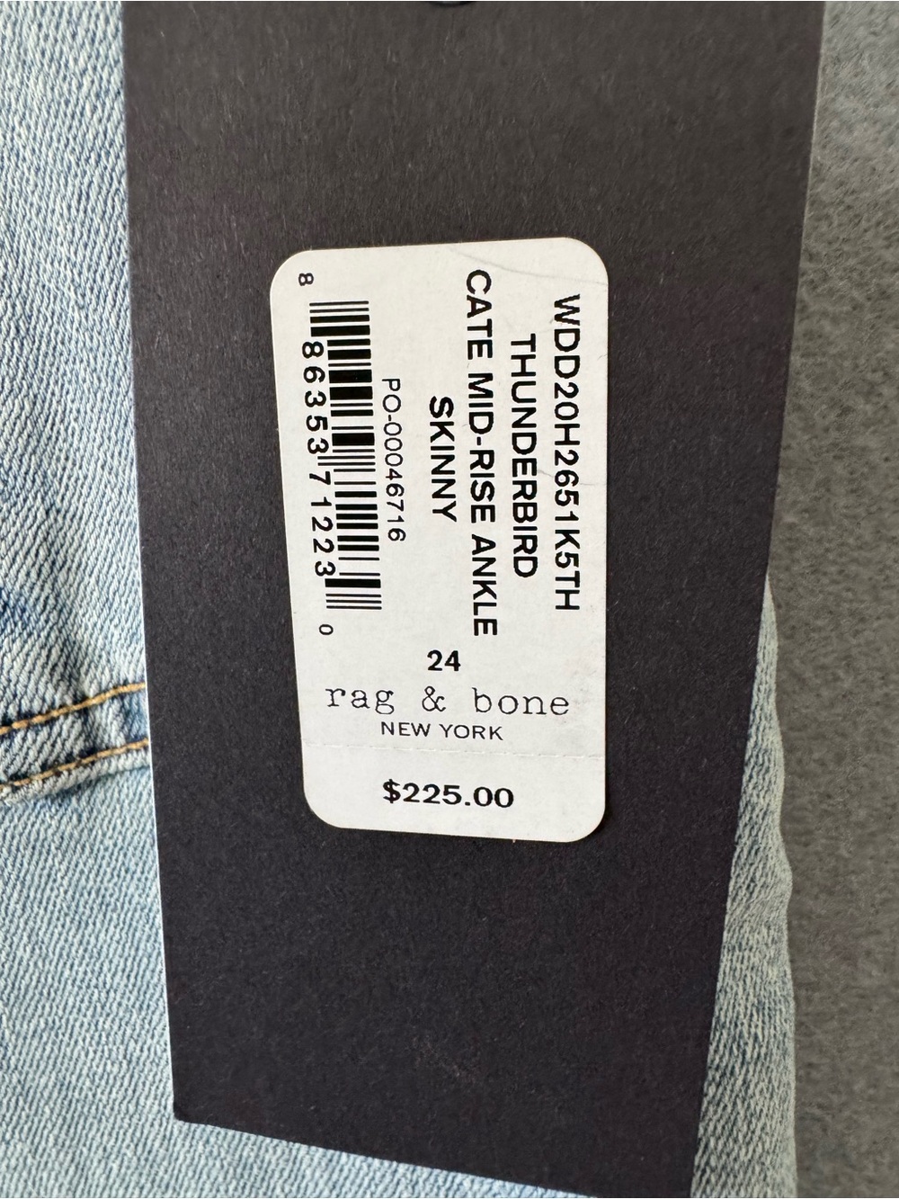 Rag & Bone Cate Mid Rise Ankle Skinny Jeans 24 Thunderbird Light Wash NWT - Picture 7 of 7